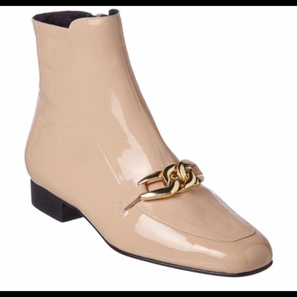 Free People Nude Patent Leather Ankle Boots